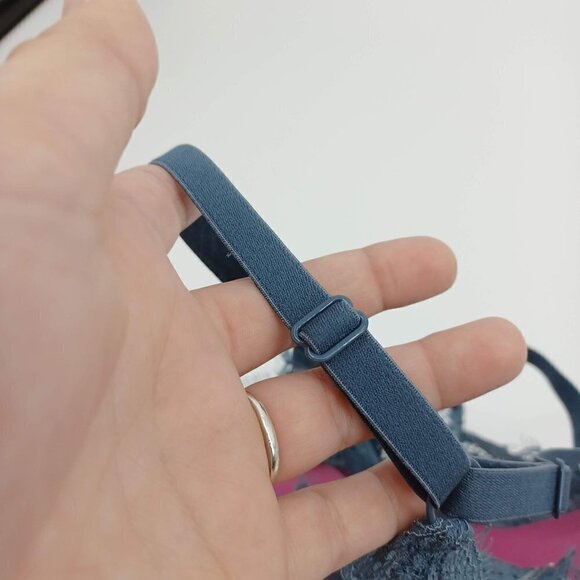 Pink VS Blue Gray Lace Halter Bralette Bra Women's S D-DD Scalloped Boho Hippie - Picture 6 of 9